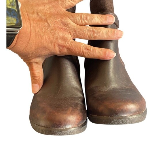 Ugg Emalie Waterproof Leather Wedge Ankle Boots Brown Size 8 Leather Shearling - Picture 4 of 11